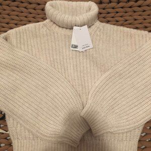 White Alpaca Blend Turtleneck Sweater